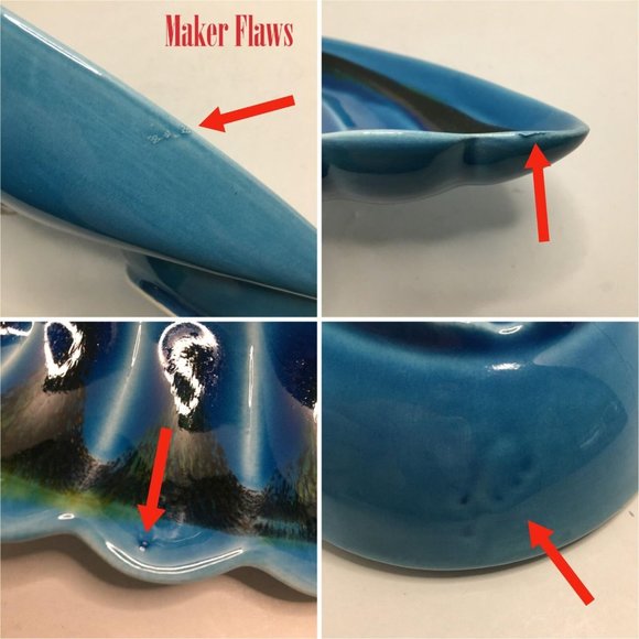 Nasco Santa Anita Ware Sierra Chip n' Dip Bowl Blue Vintage California USA R-134 - Picture 11 of 11